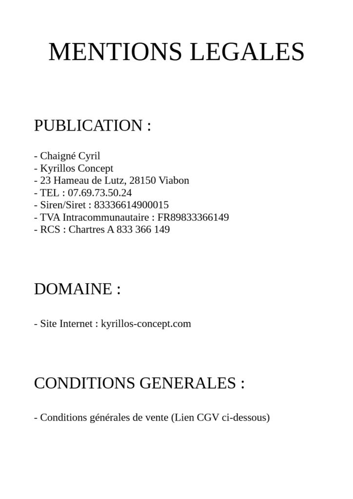 Mentions Légales